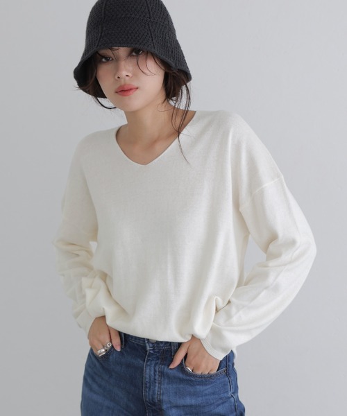 ElegChic(エレグシック)の「Vネックサイド タック セーター(ニット/セーター・レディース・ダークグリーン/ベージュ系その他/ブラック/バーガンディー/オフホワイト・4L/XL/M)」の17枚目の写真