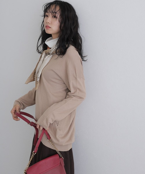 ElegChic(エレグシック)の「Vネックサイド タック セーター(ニット/セーター・レディース・ダークグリーン/ベージュ系その他/ブラック/バーガンディー/オフホワイト・4L/XL/M)」の21枚目の写真