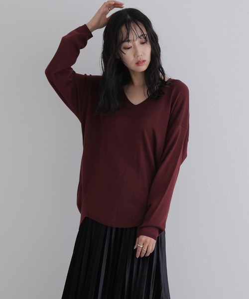 ElegChic(エレグシック)の「Vネックサイド タック セーター(ニット/セーター・レディース・ダークグリーン/ベージュ系その他/ブラック/バーガンディー/オフホワイト・4L/XL/M)」の22枚目の写真
