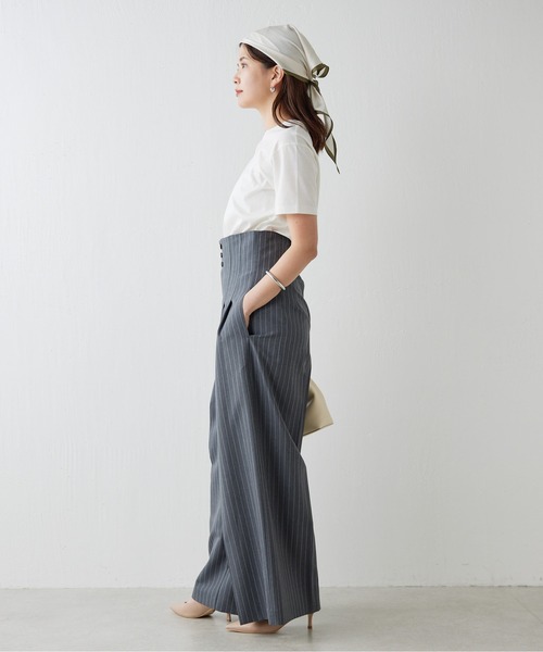 Drawing Numbers(ドローイング ナンバーズ)の「【Drawing Numbers】ウールモヘアハイウエストタックワイドパンツ(スラックス・レディース・チャコールグレー/ブラウン・36/38)」の4枚目の写真