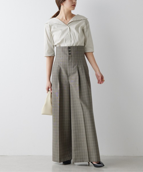 Drawing Numbers(ドローイング ナンバーズ)の「【Drawing Numbers】ウールモヘアハイウエストタックワイドパンツ(スラックス・レディース・チャコールグレー/ブラウン・36/38)」の20枚目の写真