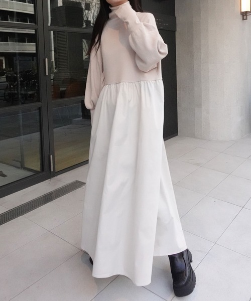 CORNERS by KR（コーナーズバイケーアール）の「【CORNERS by KR】指穴付きハイネックドッキングワンピース（ワンピース・レディース・ネイビー/ベージュ系その他/ブラック/グレー・M/L）」の6枚目の写真