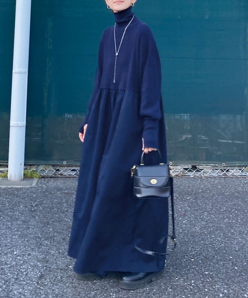 CORNERS by KR（コーナーズバイケーアール）の「【CORNERS by KR】指穴付きハイネックドッキングワンピース（ワンピース・レディース・ネイビー/ベージュ系その他/ブラック/グレー・M/L）」の17枚目の写真