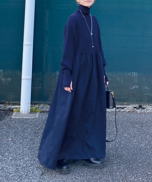 CORNERS by KR（コーナーズバイケーアール）の「【CORNERS by KR】指穴付きハイネックドッキングワンピース（ワンピース・レディース・ネイビー/ベージュ系その他/ブラック/グレー・M/L）」の19枚目の写真