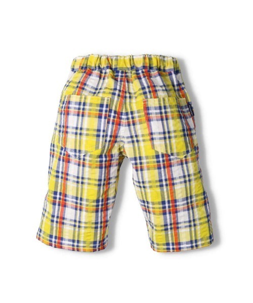 Moujonjon（ムージョンジョン）の「マドラスチェックサッカー6分丈ハーフパンツ（その他パンツ・キッズ・イエロー/ネイビー・90/100/110/120/130/140）」の3枚目の写真