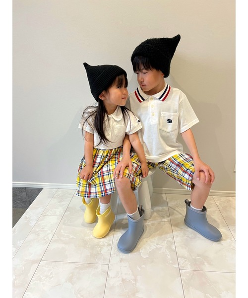 Moujonjon（ムージョンジョン）の「マドラスチェックサッカー6分丈ハーフパンツ（その他パンツ・キッズ・イエロー/ネイビー・90/100/110/120/130/140）」の9枚目の写真