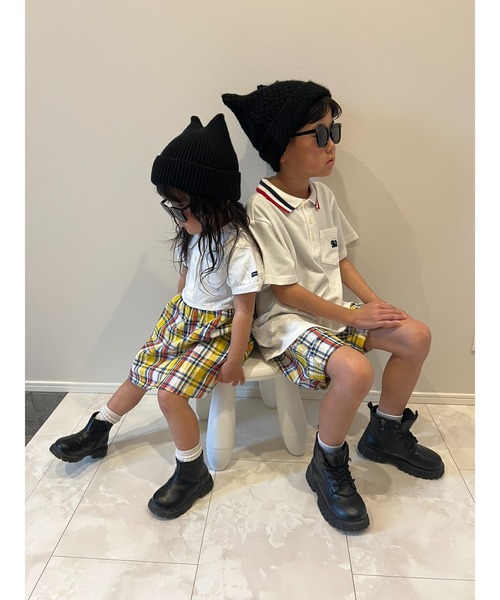 Moujonjon（ムージョンジョン）の「マドラスチェックサッカー6分丈ハーフパンツ（その他パンツ・キッズ・イエロー/ネイビー・90/100/110/120/130/140）」の10枚目の写真