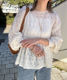 y/m by misato | シアージャガード袖ボリュームブラウス(シャツ/ブラウス)