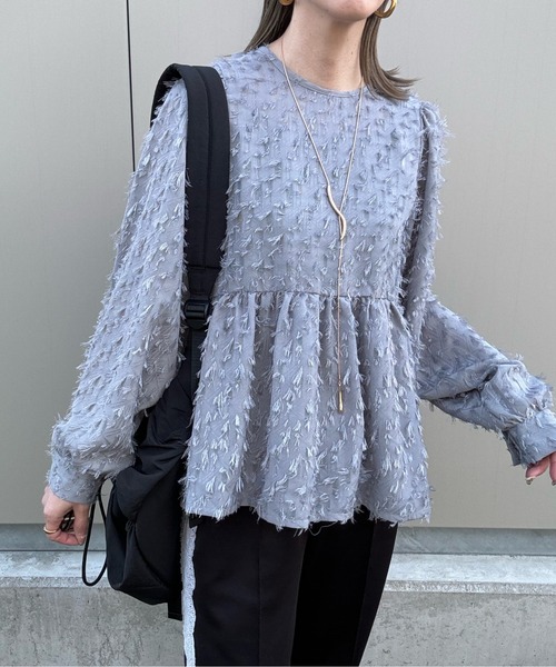 y/m by misato(イムバイミサト)の「シアージャガード袖ボリュームブラウス(シャツ/ブラウス・レディース・ブラック/アイボリー/グレー・FREE)」の17枚目の写真