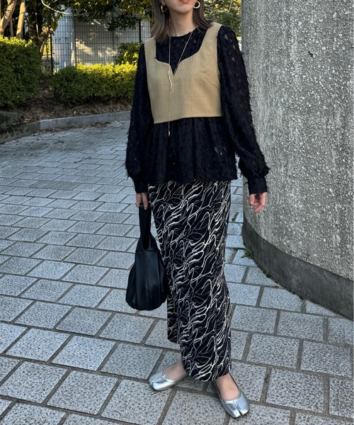 y/m by misato(イムバイミサト)の「シアージャガード袖ボリュームブラウス(シャツ/ブラウス・レディース・ブラック/アイボリー/グレー・FREE)」の16枚目の写真