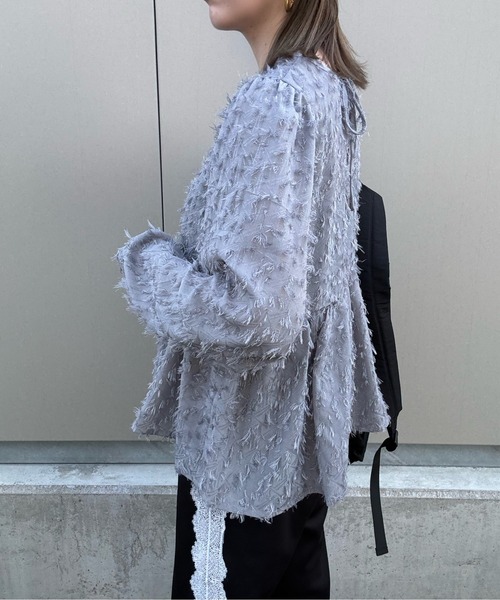 y/m by misato(イムバイミサト)の「シアージャガード袖ボリュームブラウス(シャツ/ブラウス・レディース・ブラック/アイボリー/グレー・FREE)」の19枚目の写真