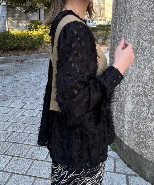 y/m by misato(イムバイミサト)の「シアージャガード袖ボリュームブラウス(シャツ/ブラウス・レディース・ブラック/アイボリー/グレー・FREE)」の10枚目の写真