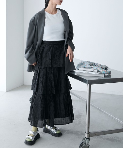 forksy.】シアーラメティアードスカート forksy.│MONO-MART