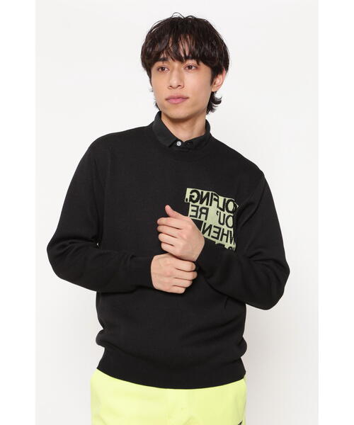 Jack Bunny!!(ジャックバニー)の「【Jack Bunny!!】サガラ風ロゴジャガード クルーネックニットプルオーバー(ニット/セーター・メンズ・イエロー/ブラック/ホワイト・MEDIUM/LARGE/X-LARGE)」の2枚目の写真