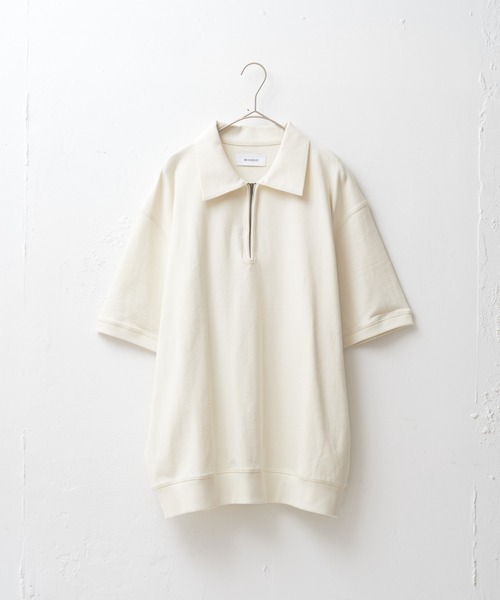 WHIMSIC（ウィムジック）の「【UNISEX/SETUP対応】ヘビーウェイトカットソーハーフジップポロシャツ（ポロシャツ・メンズ・チャコールグレー/ブラック/ホワイト・FREE）」の4枚目の写真