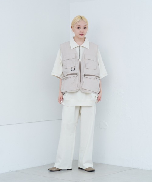 WHIMSIC（ウィムジック）の「【UNISEX/SETUP対応】ヘビーウェイトカットソーハーフジップポロシャツ（ポロシャツ・メンズ・チャコールグレー/ブラック/ホワイト・FREE）」の6枚目の写真