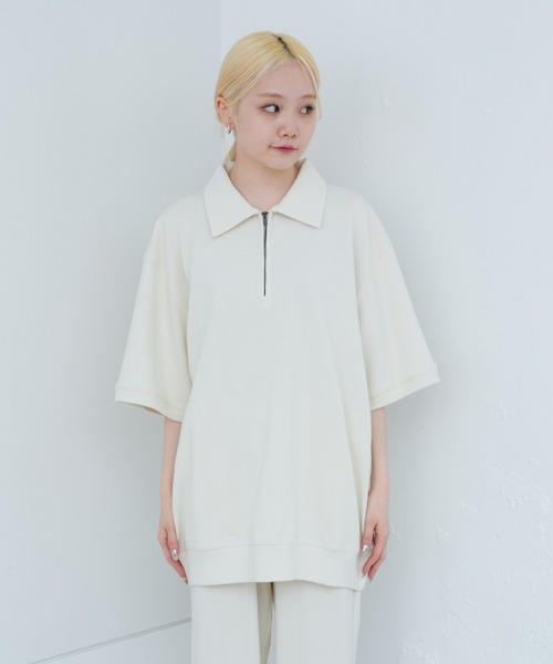 WHIMSIC（ウィムジック）の「【UNISEX/SETUP対応】ヘビーウェイトカットソーハーフジップポロシャツ（ポロシャツ・メンズ・チャコールグレー/ブラック/ホワイト・FREE）」の13枚目の写真