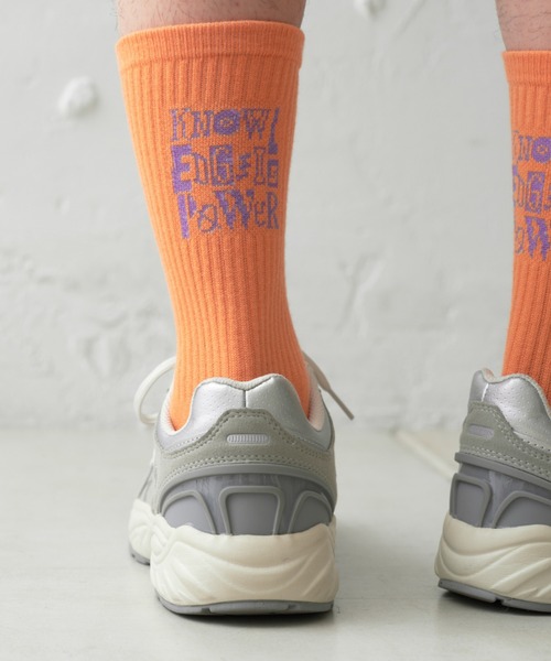 WHIMSIC（ウィムジック）の「【UNISEX】ヒールロゴソックス（ソックス/靴下・メンズ・ブルー/ホワイト/オレンジ・FREE）」の5枚目の写真