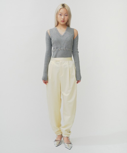 THINGS THAT MATTER（シングス ザット マター）の「NEW SATIN JERSEY JOG PANTS / ニューサテンジャージジョグパンツ（その他パンツ・レディース・ブラック/ベージュ/ライム/ライトグレー・1/2）」の10枚目の写真