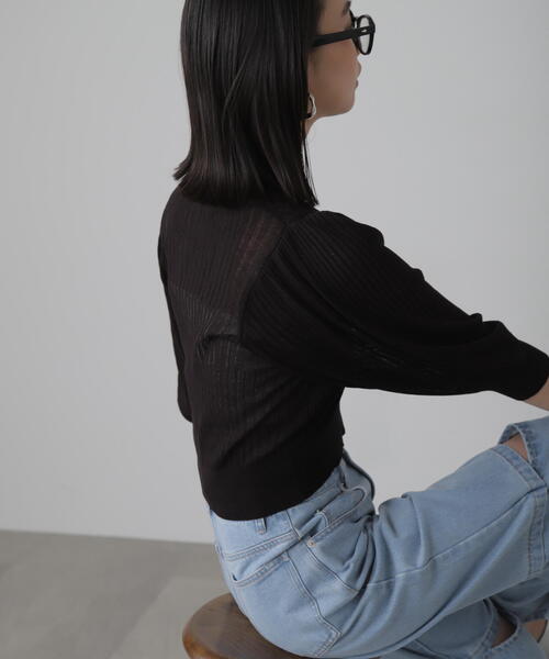 FREE'S MART（フリーズマート）の「◆シアーリブＶネックニットカーディガン（カーディガン/ボレロ・レディース・ブラック/ピンク/ブルー/ベージュ・FREE）」の20枚目の写真