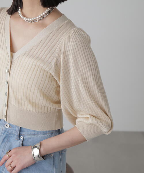 FREE'S MART（フリーズマート）の「◆シアーリブＶネックニットカーディガン（カーディガン/ボレロ・レディース・ブラック/ピンク/ブルー/ベージュ・FREE）」の11枚目の写真