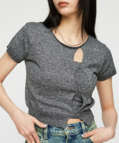 LAGUA GEM(ラグアジェム)の「2PIECE MELANGE ニット(Tシャツ/カットソー・レディース・カーキ/ブルー/グレー・FREE)」の1枚目の写真