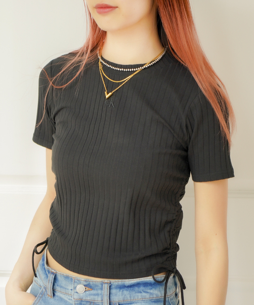 JOINT WORKS(ジョイントワークス)の「【Calvin Klein Jeans / カルバン クライン ジーンズ】 A-SS FASHION Y2K RIB(Tシャツ/カットソー・レディース・ブラック・SMALL)」の2枚目の写真
