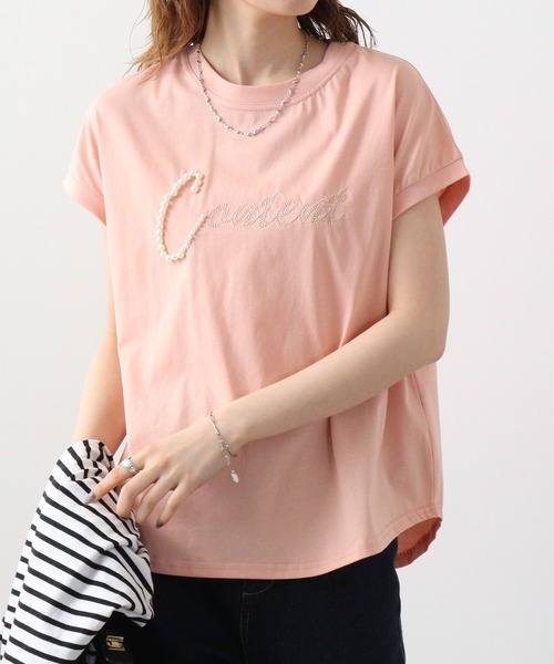 EGLANTINE(エグランティーヌ)の「Eglantine パール付カットソー(Tシャツ/カットソー・レディース・ブラック×ホワイト/ライトグレー/ネイビー/ネイビー×ホワイト/サーモンピンク/オフホワイト・40)」の6枚目の写真
