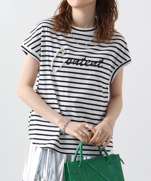 EGLANTINE(エグランティーヌ)の「Eglantine パール付カットソー(Tシャツ/カットソー・レディース・ブラック×ホワイト/ライトグレー/ネイビー/ネイビー×ホワイト/サーモンピンク/オフホワイト・40)」の19枚目の写真