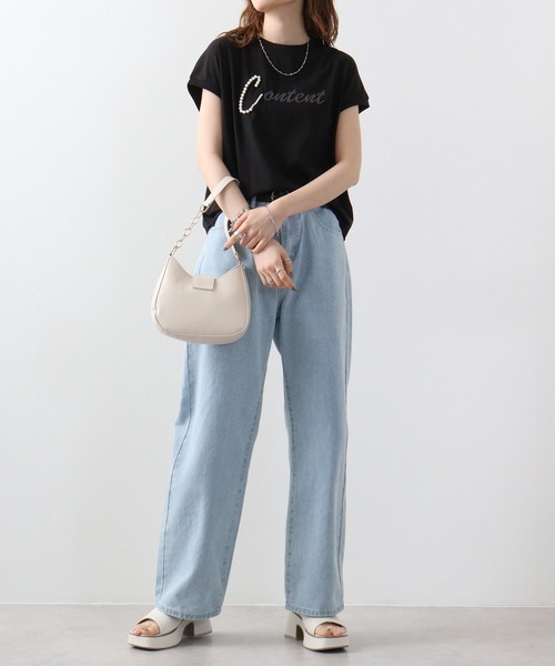 EGLANTINE(エグランティーヌ)の「Eglantine パール付カットソー(Tシャツ/カットソー・レディース・ブラック×ホワイト/ライトグレー/ネイビー/ネイビー×ホワイト/サーモンピンク/オフホワイト・40)」の11枚目の写真
