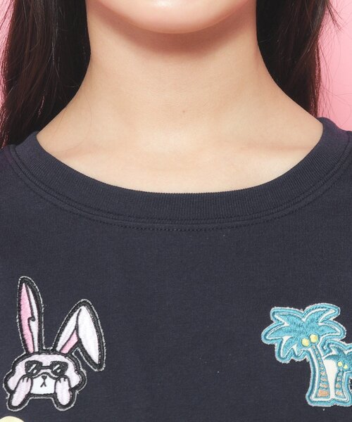 PINK-latte（ピンクラテ）の「◆ユニフォームワッペンTシャツ［五分袖］（Tシャツ/カットソー・キッズ・ライトオレンジ系/オフホワイト/ネイビー・16/15 /14）」の19枚目の写真
