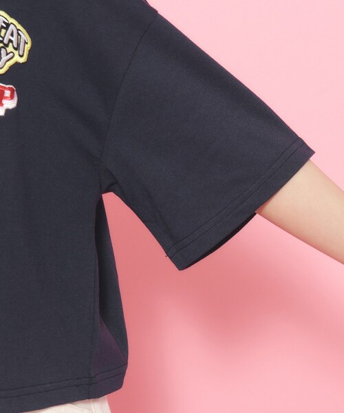 PINK-latte（ピンクラテ）の「◆ユニフォームワッペンTシャツ［五分袖］（Tシャツ/カットソー・キッズ・ライトオレンジ系/オフホワイト/ネイビー・16/15 /14）」の20枚目の写真