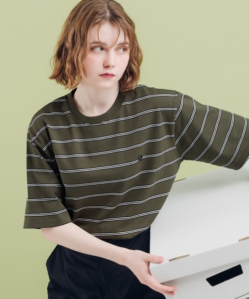 MUHET(ミュエータ)の「アソートボーダーTシャツ(Tシャツ/カットソー・レディース・オフホワイト/アイボリー/カーキ/ブラック・MEDIUM/X-LARGE)」の4枚目の写真