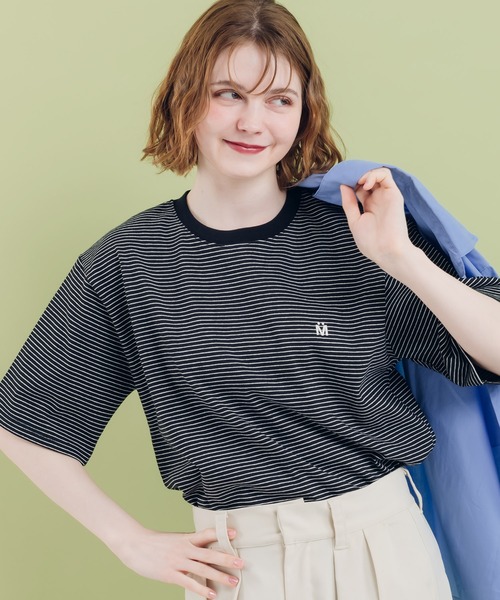MUHET(ミュエータ)の「アソートボーダーTシャツ(Tシャツ/カットソー・レディース・オフホワイト/アイボリー/カーキ/ブラック・MEDIUM/X-LARGE)」の15枚目の写真