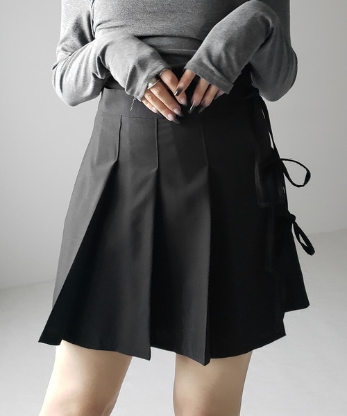 セール】【 3color 】3ストラップサイドリボンタックプリーツ