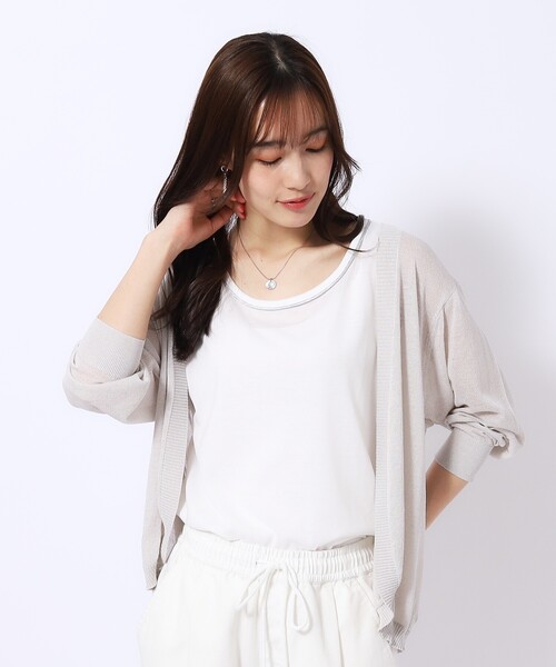 DRESKIP(ドレスキップ)の「◆【無理せずキレイ/2点セット】はしごレース使い5分袖ブラウス+インナータンクトップ(その他トップス・レディース・ライトブルー/ブラック/ライトベージュ・02/03/04)」の7枚目の写真