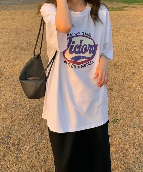 SHEENA(シーナ)の「ヴィンテージライクロゴオーバーサイズTシャツ(Tシャツ/カットソー・レディース・グレー/ホワイト・M)」の4枚目の写真