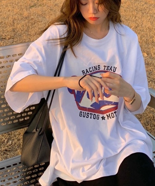 SHEENA(シーナ)の「ヴィンテージライクロゴオーバーサイズTシャツ(Tシャツ/カットソー・レディース・グレー/ホワイト・M)」の5枚目の写真