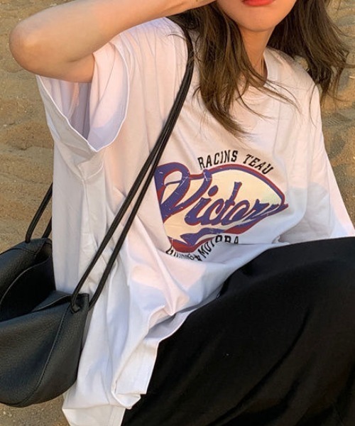 SHEENA(シーナ)の「ヴィンテージライクロゴオーバーサイズTシャツ(Tシャツ/カットソー・レディース・グレー/ホワイト・M)」の7枚目の写真