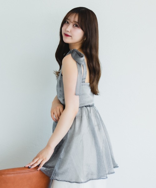 fupel(フぺル)の「ショルダーリボンチュニック(シャツ/ブラウス・レディース・グレー/アイボリー・FREE)」の11枚目の写真