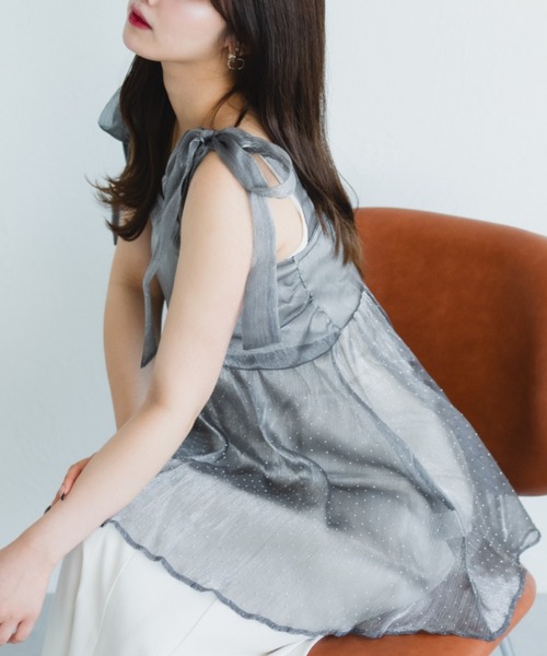 fupel(フぺル)の「ショルダーリボンチュニック(シャツ/ブラウス・レディース・グレー/アイボリー・FREE)」の13枚目の写真