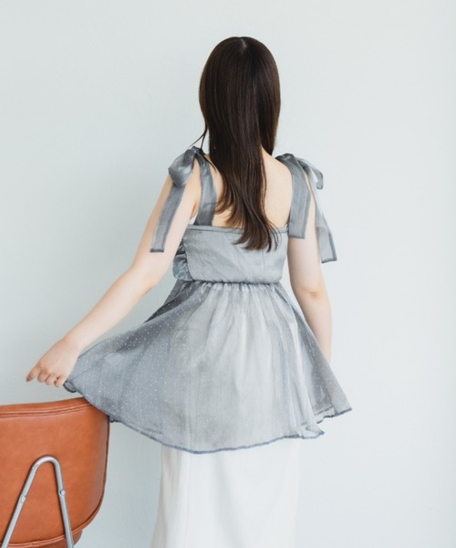 fupel(フぺル)の「ショルダーリボンチュニック(シャツ/ブラウス・レディース・グレー/アイボリー・FREE)」の12枚目の写真