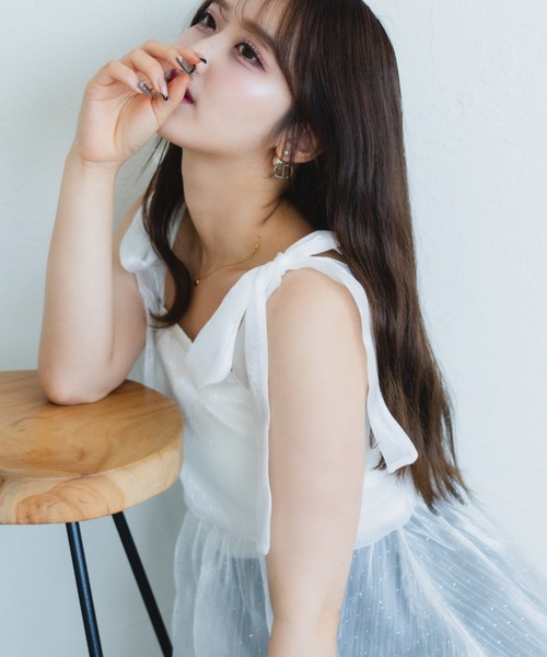 fupel(フぺル)の「ショルダーリボンチュニック(シャツ/ブラウス・レディース・グレー/アイボリー・FREE)」の16枚目の写真