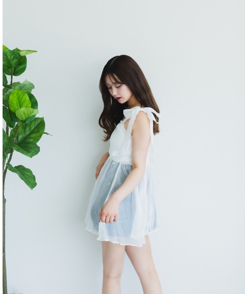 fupel(フぺル)の「ショルダーリボンチュニック(シャツ/ブラウス・レディース・グレー/アイボリー・FREE)」の4枚目の写真