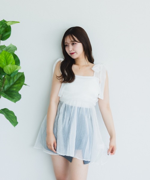 fupel(フぺル)の「ショルダーリボンチュニック(シャツ/ブラウス・レディース・グレー/アイボリー・FREE)」の14枚目の写真