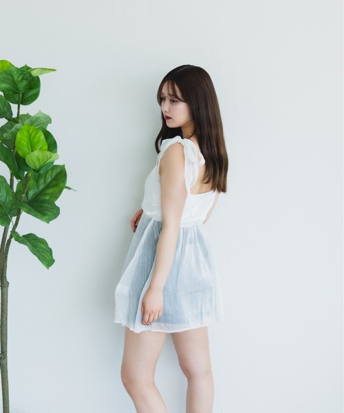 fupel(フぺル)の「ショルダーリボンチュニック(シャツ/ブラウス・レディース・グレー/アイボリー・FREE)」の6枚目の写真