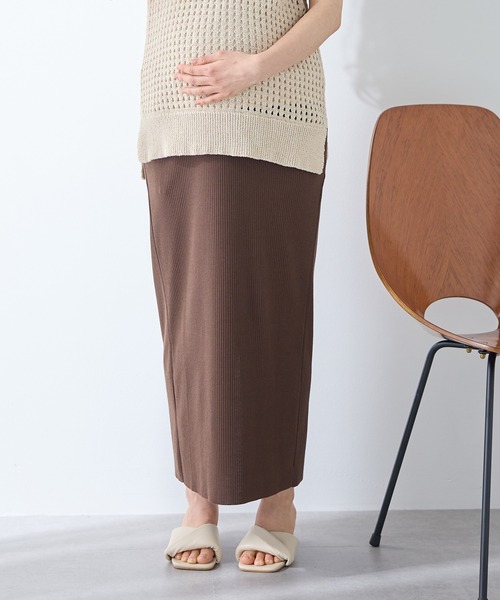Rosemadame(ローズマダム)の「産後にも活躍 セルフカットできる マタニティリブナロースカート ロング(マタニティ~産後)妊婦服 産前・産後対応(マタニティウェア/グッズ・レディース・ブラック/モカ/杢グレー/アイボリー/ライトグリーン/ブラウン・LL/M/L)」の4枚目の写真