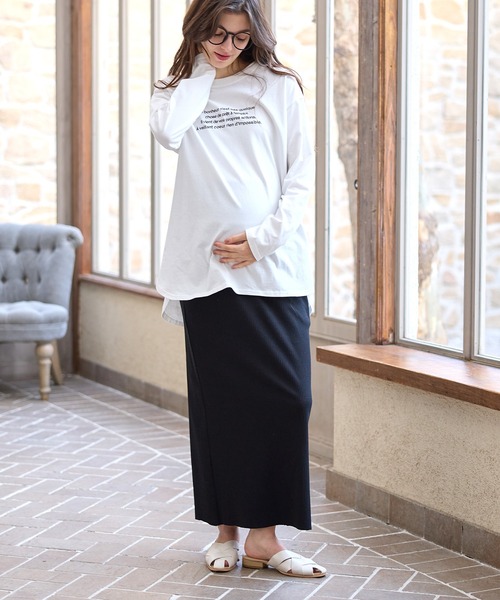 Rosemadame(ローズマダム)の「産後にも活躍 セルフカットできる マタニティリブナロースカート ロング(マタニティ~産後)妊婦服 産前・産後対応(マタニティウェア/グッズ・レディース・ブラック/モカ/杢グレー/アイボリー/ライトグリーン/ブラウン・LL/M/L)」の12枚目の写真