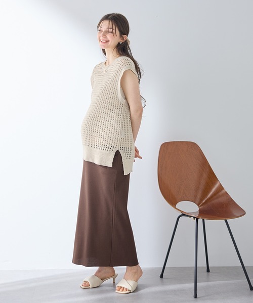 Rosemadame(ローズマダム)の「産後にも活躍 セルフカットできる マタニティリブナロースカート ロング(マタニティ~産後)妊婦服 産前・産後対応(マタニティウェア/グッズ・レディース・ブラック/モカ/杢グレー/アイボリー/ライトグリーン/ブラウン・LL/M/L)」の11枚目の写真