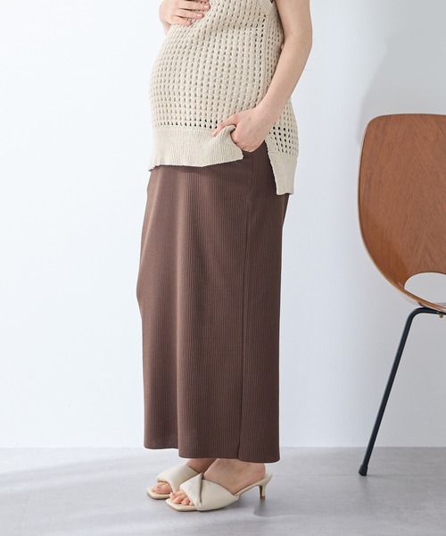 Rosemadame(ローズマダム)の「産後にも活躍 セルフカットできる マタニティリブナロースカート ロング(マタニティ~産後)妊婦服 産前・産後対応(マタニティウェア/グッズ・レディース・ブラック/モカ/杢グレー/アイボリー/ライトグリーン/ブラウン・LL/M/L)」の18枚目の写真